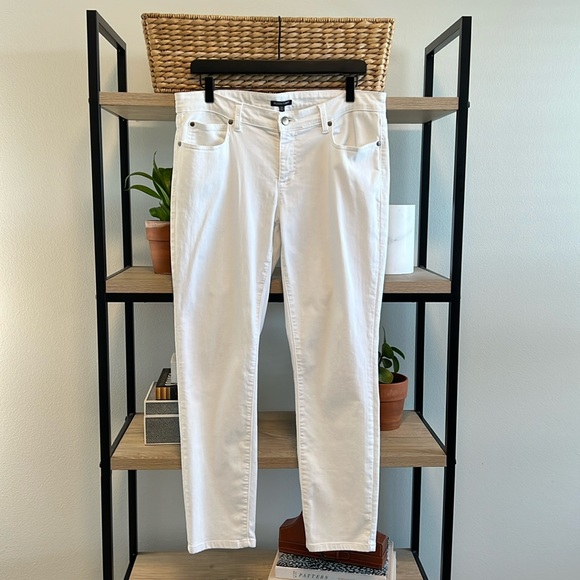 Eileen Fisher Denim - Eileen Fisher Mid-Rise White Slim Leg Ankle Jeans, 10